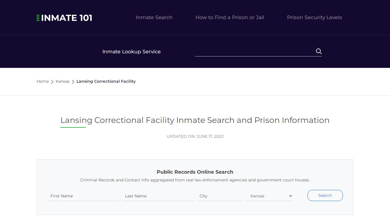 Lansing Correctional Facility Inmate Search, Visitation ...
