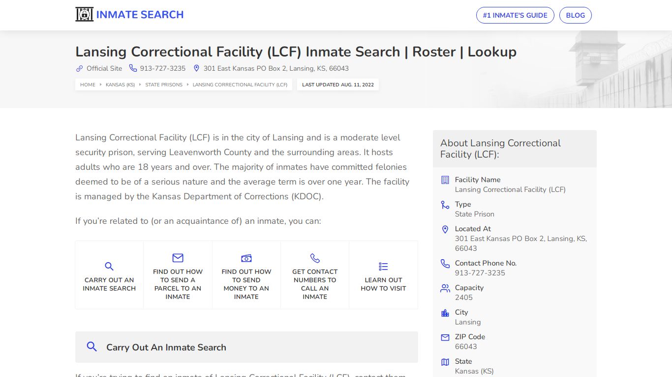 Lansing Correctional Facility (LCF) Inmate Search | Roster ...